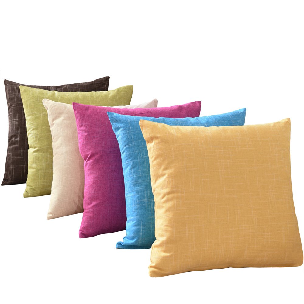 Solid Linen Plain Fabric Pillow Case Back Support Sofa Throw Pillow Case Custom Cushion Cover