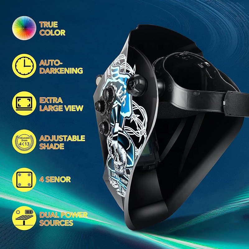 TRQ New Style the Large clear Viewing Welding Filter Solar-powered Auto Darkening Welding Helmet