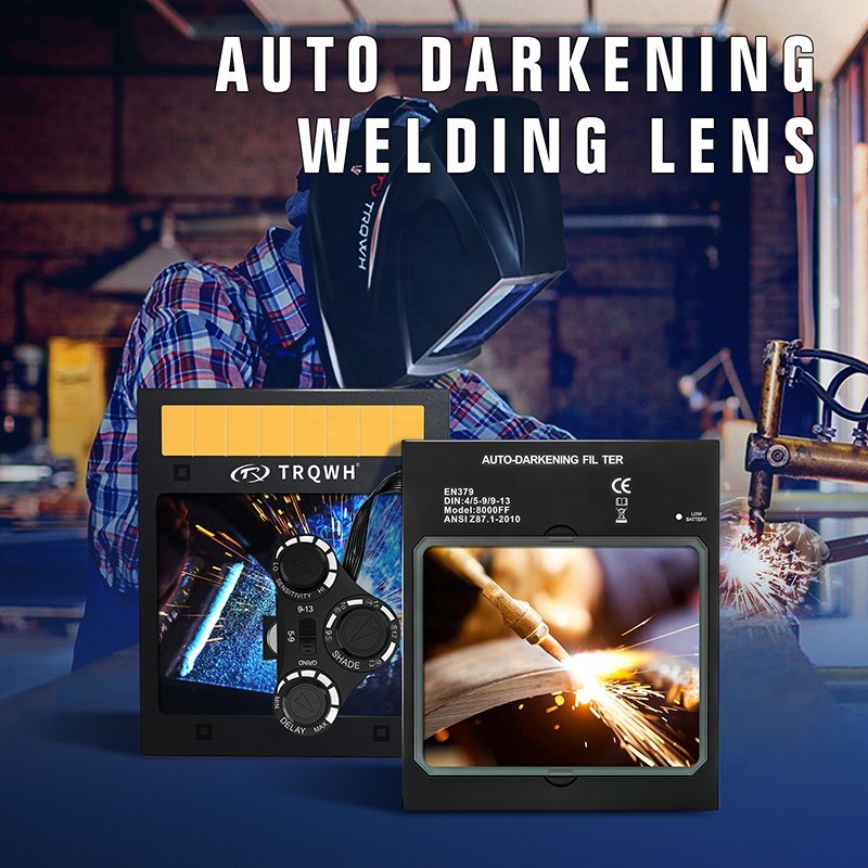 TRQ New Style the Large clear Viewing Welding Filter Solar-powered Auto Darkening Welding Helmet