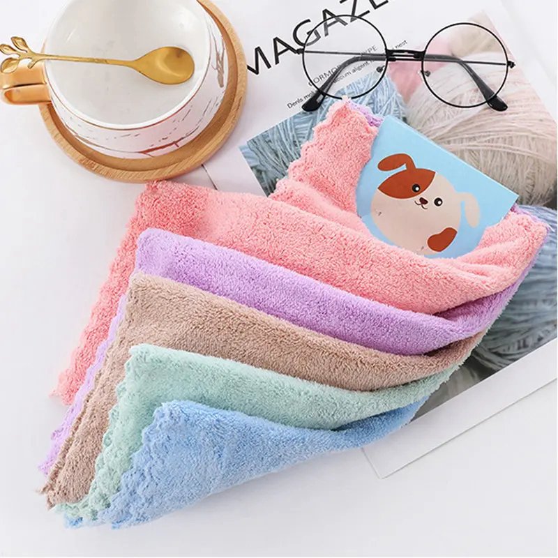 Soft Coral Velvet Absorbent Towel Factory Cheap Custom Car 30*30 cm Plush Microfiber Car Drying Cloth Wholesale