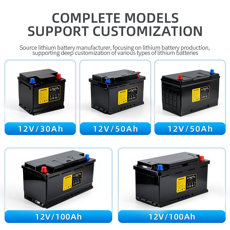 OEM Marine Start Battery 12V 24V LiFePO4 Cranking Battery 12V 50Ah-400Ah Lithium Auto Motorcycle RV Car Starter Battery