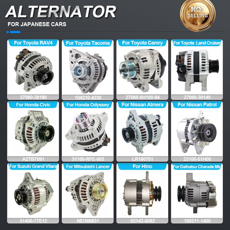 Brand New 12V 24V Auto Electrical Car Alternator for Toyota Land Cruiser Honda Civic Nissan Suzuki Mitsubishi Mazda Lexus