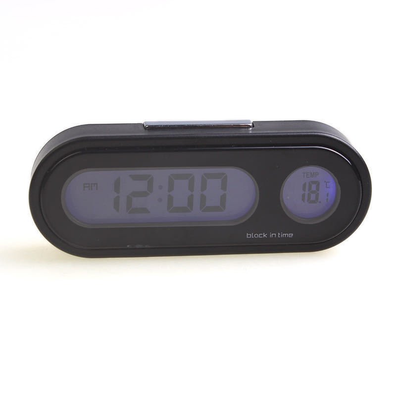 Portable 2 in 1 Car LED Screen Clock Digital LCD Clock & Temperature Display Electronic Clock Thermometer With NO Battery