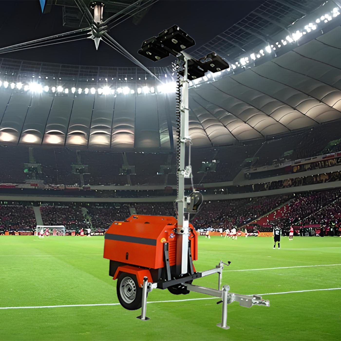Durability Fuel Efficiency Mobile Trailer Light Tower for Mining Sports Event 5.2kW 6kW Output 50/60hz Silent for Infrastructure
