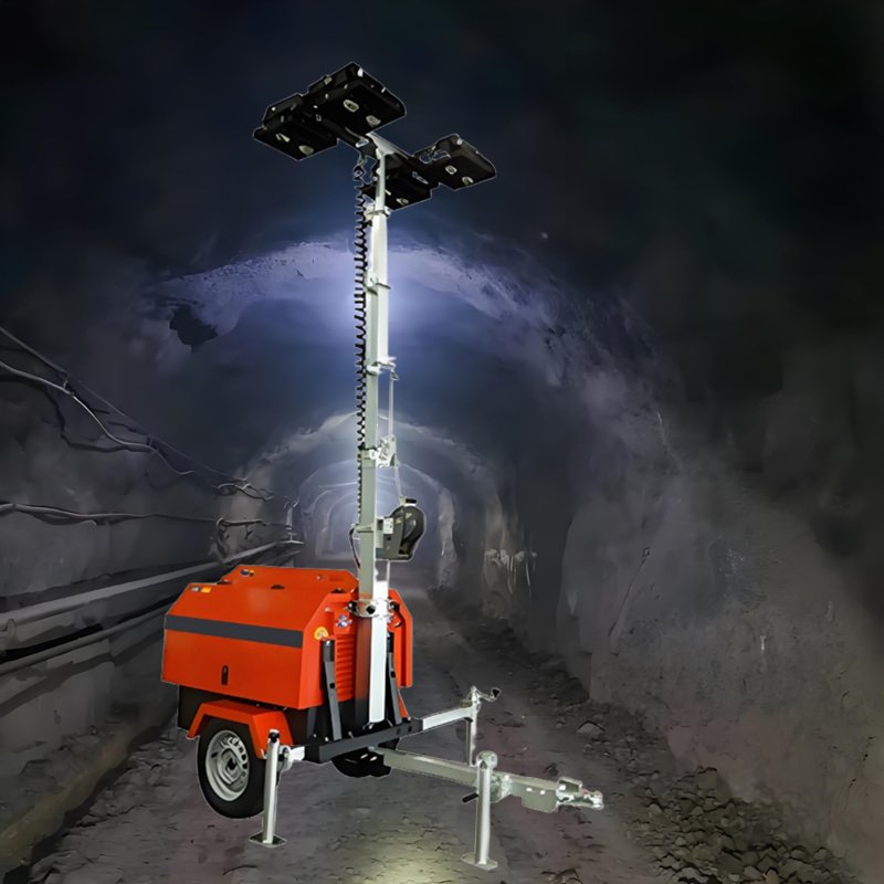 Durability Fuel Efficiency Mobile Trailer Light Tower for Mining Sports Event 5.2kW 6kW Output 50/60hz Silent for Infrastructure