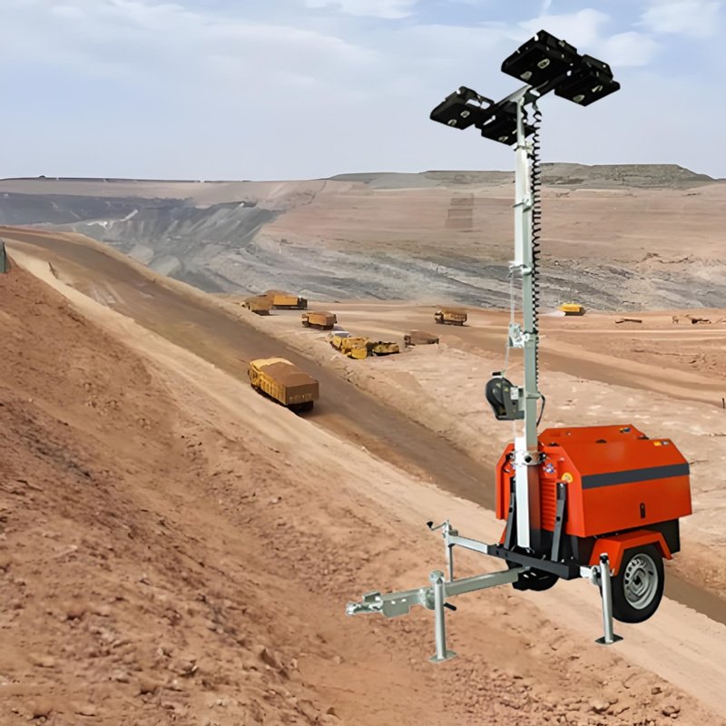 Durability Fuel Efficiency Mobile Trailer Light Tower for Mining Sports Event 5.2kW 6kW Output 50/60hz Silent for Infrastructure