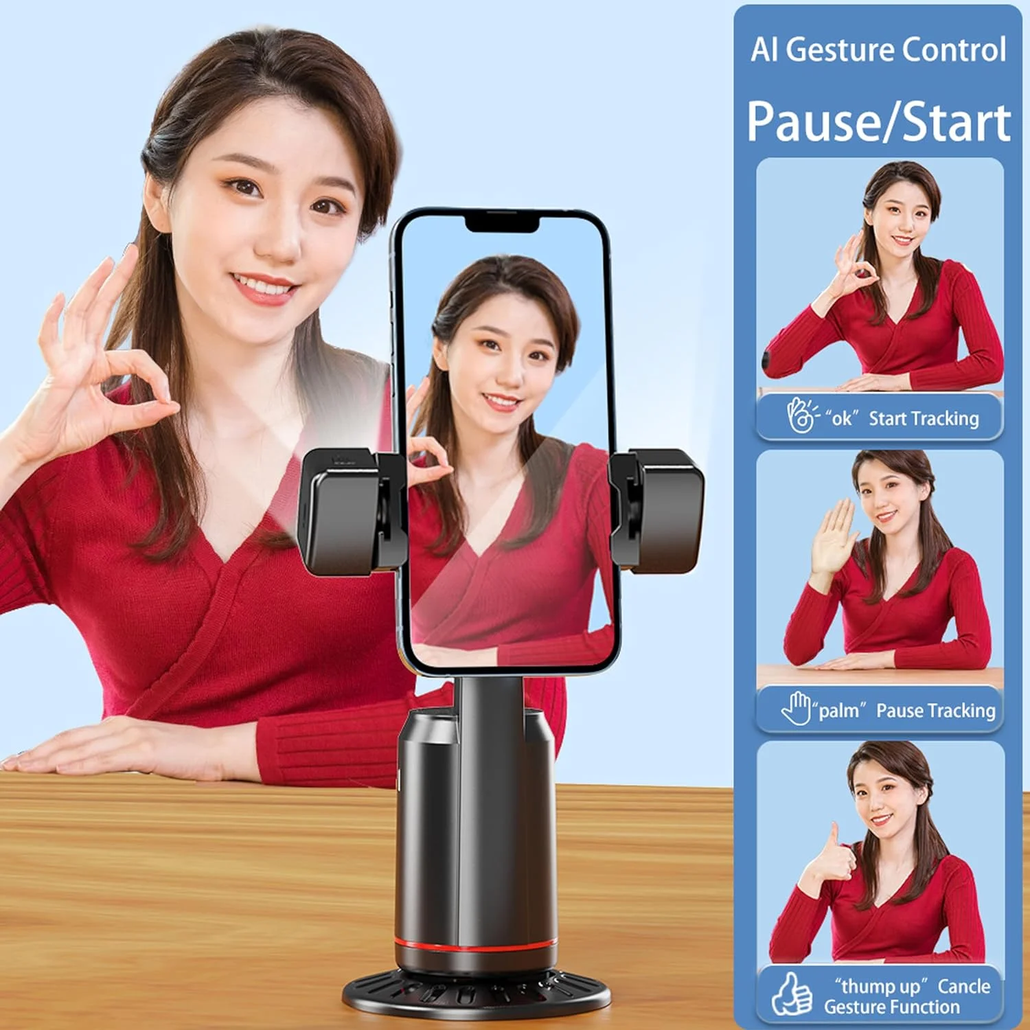 Auto Face AI Tracking Gimbal Stabilizer Camera Tripod Selfie Stick Phone Shooting Stand Remote 360° Rotating Phone Holder