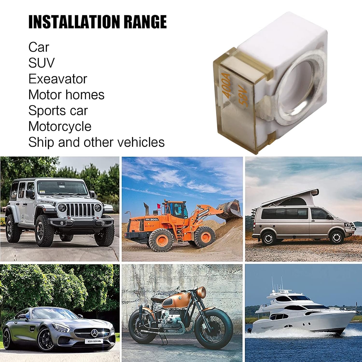 150A 58V Battery Terminal Fuse (MRBF) Marine Rated Battery Fuse Ignition Protected of Charging Piles RV Car