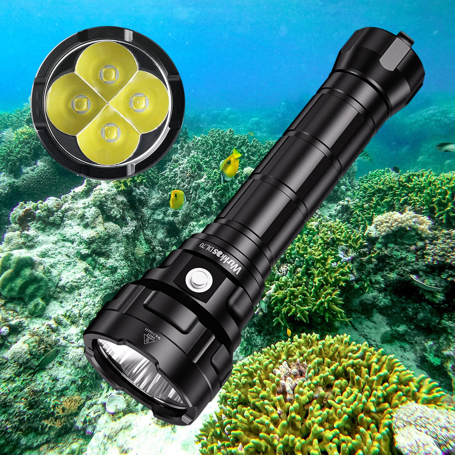 Wurkkos DL70 13000lumen Super Bright Powerful High Power Aluminum Waterproof LED Diving Torch Flashlight