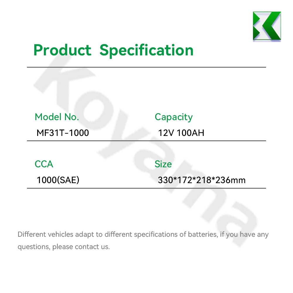 31 Group Heavy-Duty 12V100ah Marine/RV Auto Car Battery with Screw Terminal BCI Standard Maintenance Free RV Marine Applications