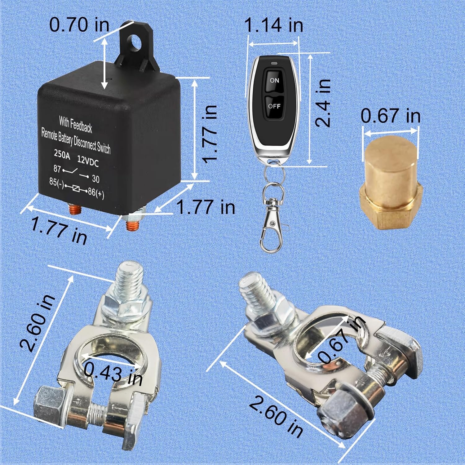 GLC 24v 200 Amp Wireless Remote Control Dc 12v Remote Battery Disconnect Switch Car Battery Cut Off Switch Battery Kill Switch