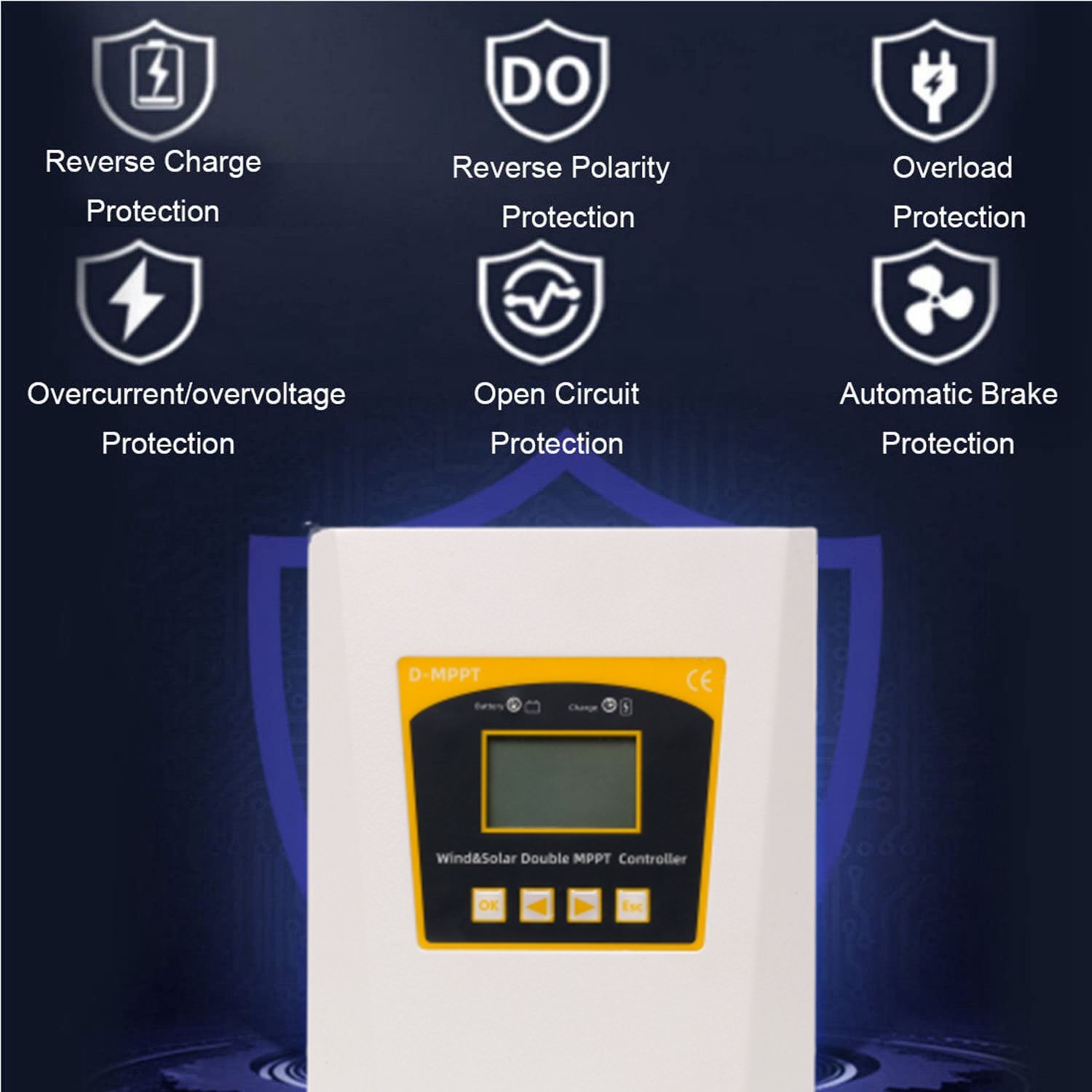 2400W 1200W Wind Power Charge Controller Solar Wind Charging Controller 48V 24V Auto for Solar and Wind Turbine Hybrid System