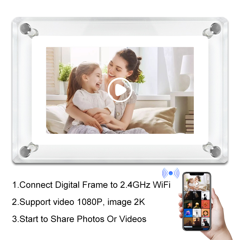 Custom Logo 5 Inch Auto Loop LCD Screen Displasys Electronic Acrylic Mother Board Digital Photo Frame Video Picture Features