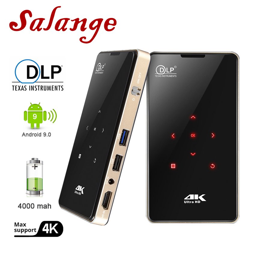Salange P8 DLP Mini 3D Projector 4K Support Android 9.0 Smart Portable Mini Projector Pocket LED Home Theater Short Throw Beamer