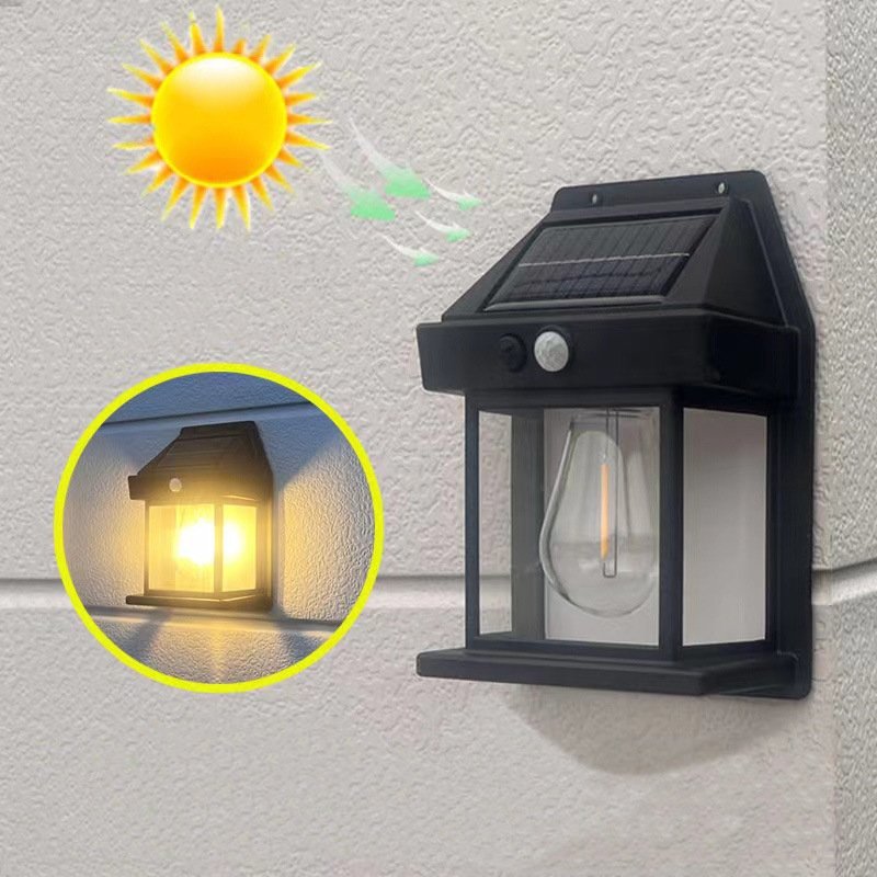 Solar Wall Lamp Small Retro Decoration Energy Saving Waterproof Motion Sensor LED Light Bulb Household Garage Solar Lighting