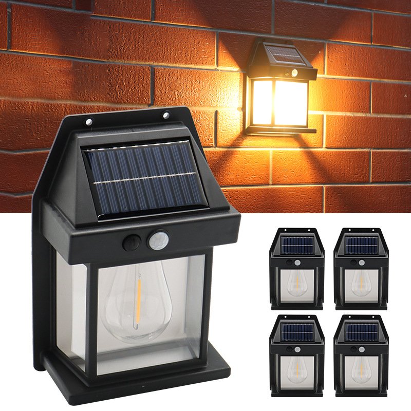 Solar Wall Lamp Small Retro Decoration Energy Saving Waterproof Motion Sensor LED Light Bulb Household Garage Solar Lighting