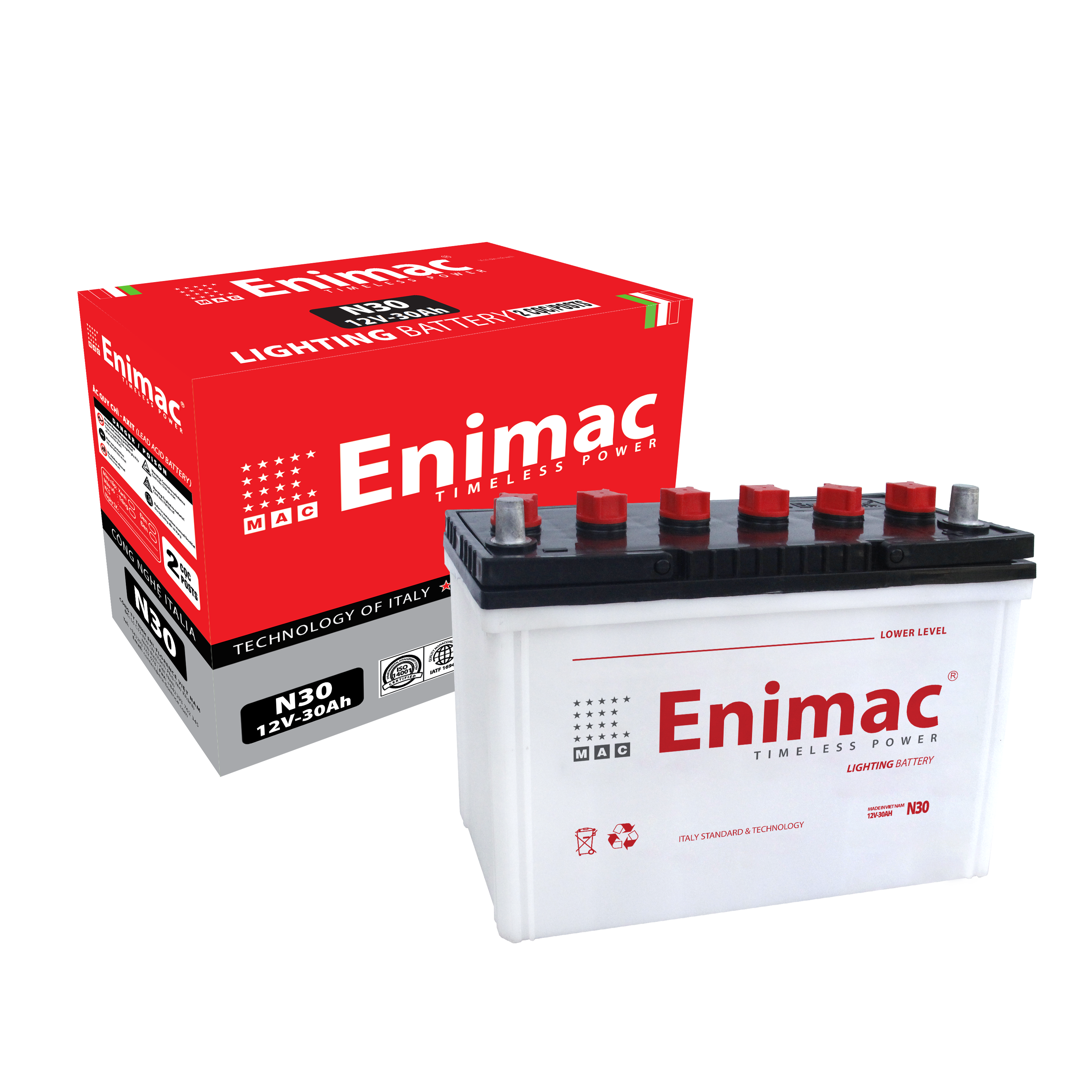 Factory Price N30 (2Post) Dried Hybrid Car Battery Cars Trucks 50Ah Capacity Lexus Ford Civic Prius C Models 14.4V Vietnam