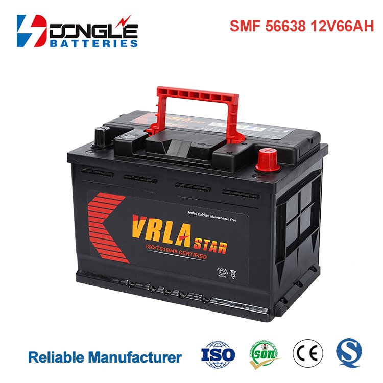 Dongle High CCA Rechargeable Maintenance Free SMF 56638 12v 66Ah Lead Acid Car Battery