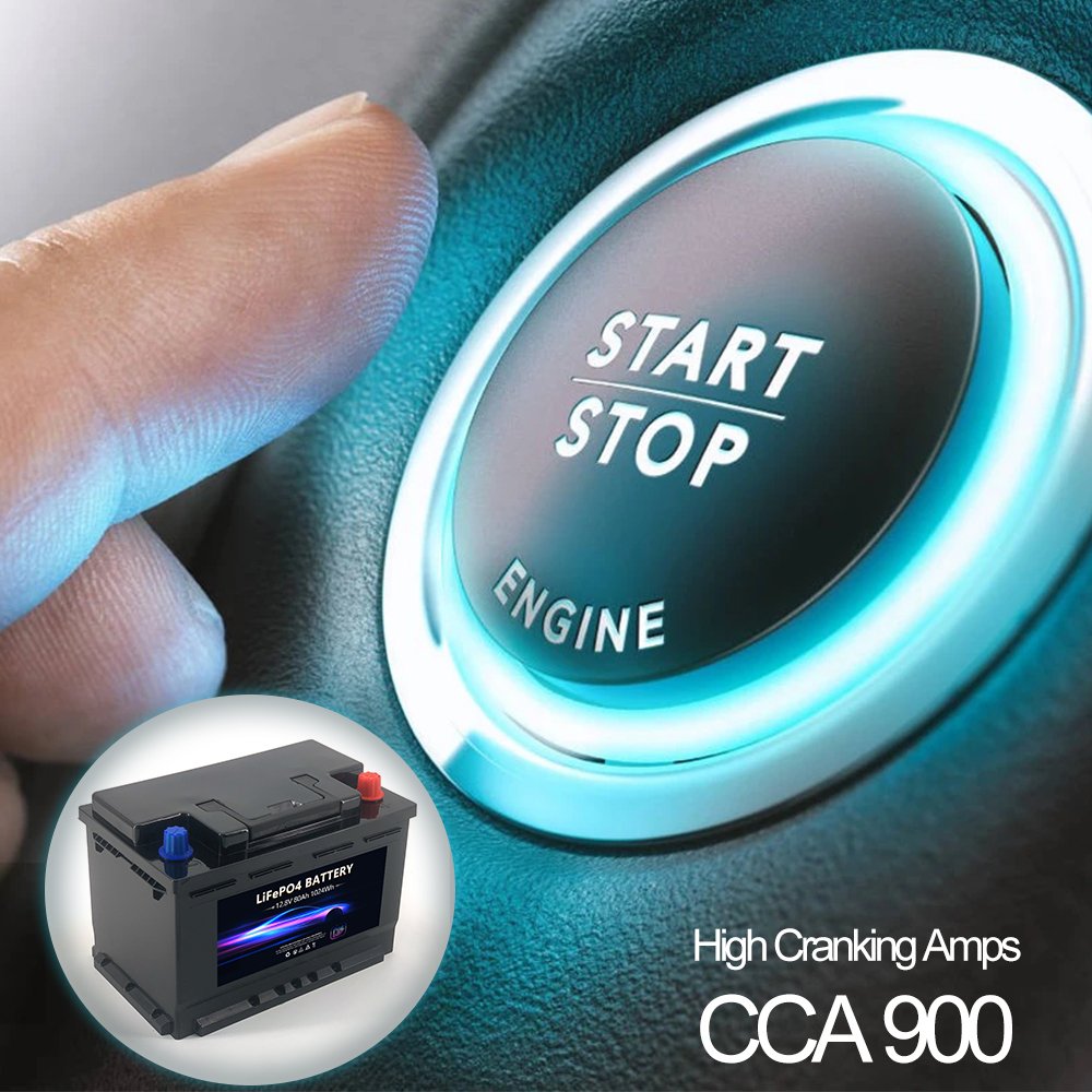 12v 80Ah 900CCA Cranking Battery Lithium Iron Phosphate LiFePO4 Car Boat Starting Battery Pack With Inner Heating Function