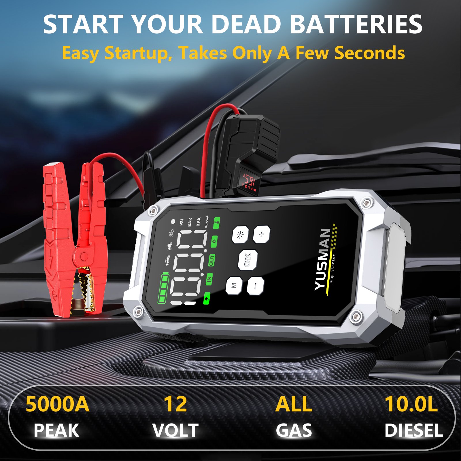 Automotive Battery Jump Starter Jump Starter Heavy-duty Smart Jump Starter with air Compressor