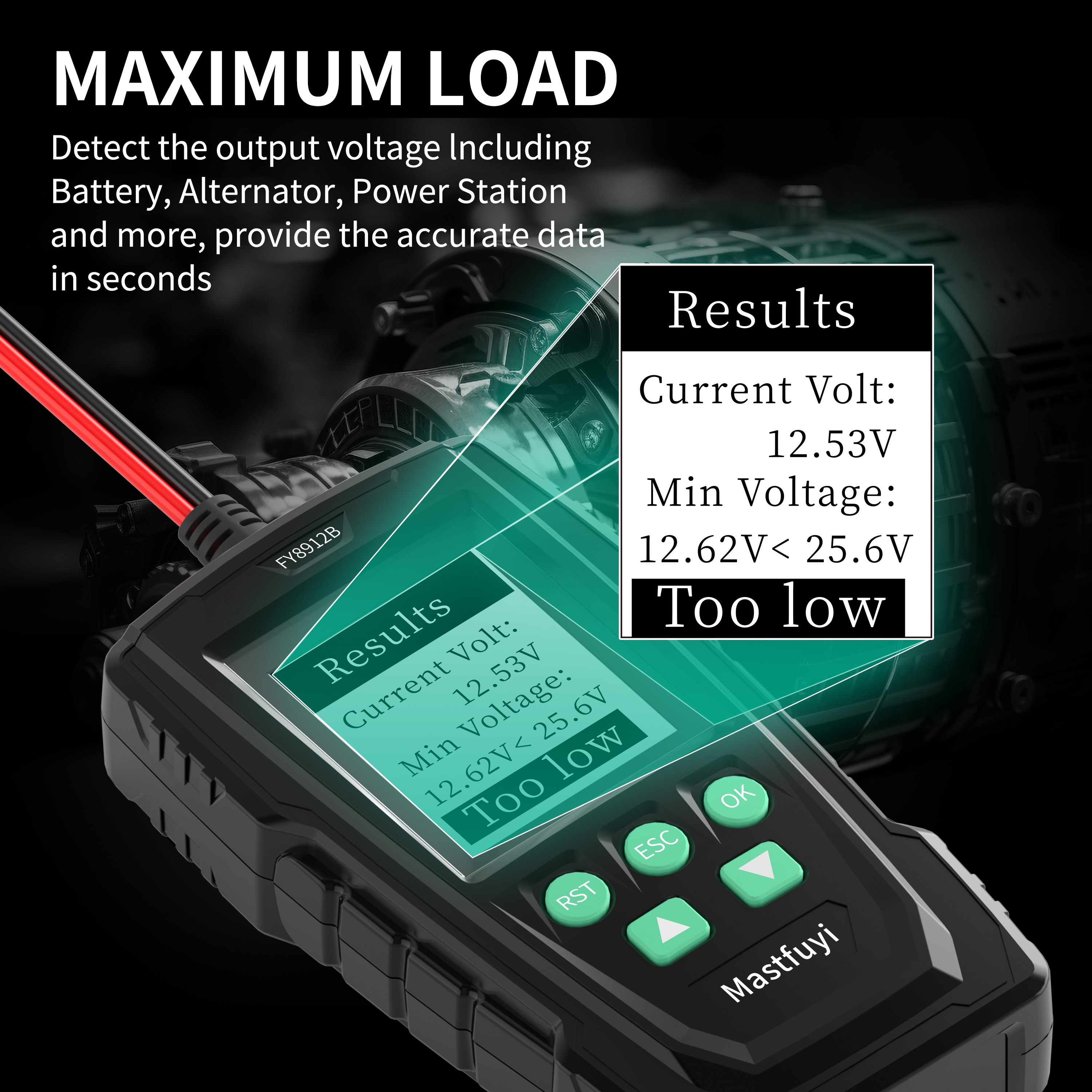 12V/24V Car Battery Tester 100-2000 CCA Load Tester Digital Auto Alternator Tester Battery Analyzer Cranking and Charging System