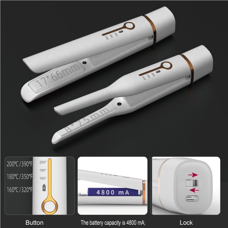 Rechargeable USB Small MINI Ceramic 5000mA Battery 40 Mins Cordless Flat Iron Wireless Portable Hair Straightener