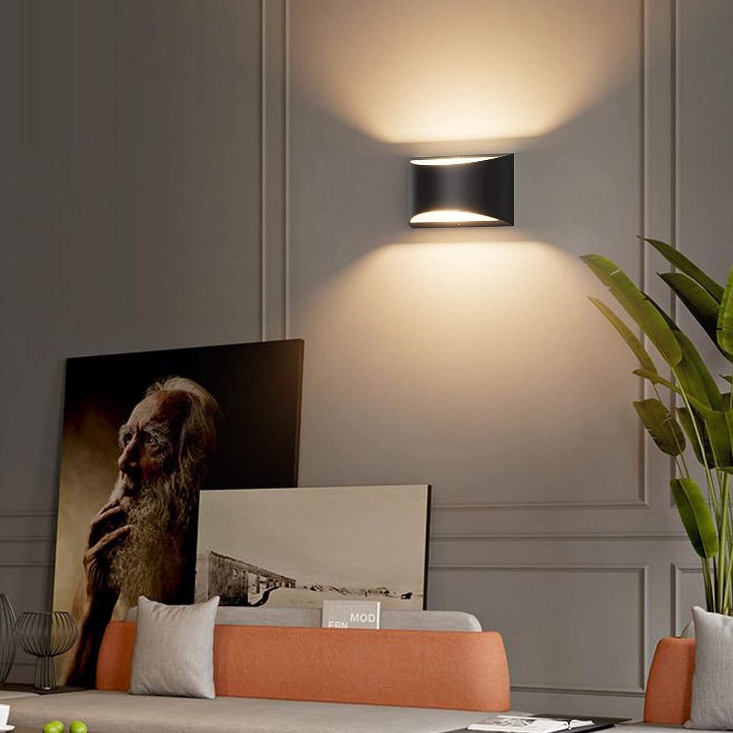 Indoor LED Wall Light Sconcer Rechargeable Batteries Upper and Lower Wall Mount for Living Room Bedroom Hallway Lighting