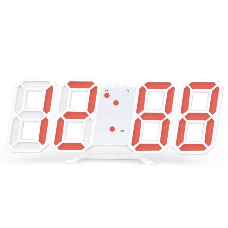 3D LED Wall Clock Saat Digital Alarm Clocks Display 3 Brightness Levels Watches Nightlight Snooze Home Kitchen Office Moment