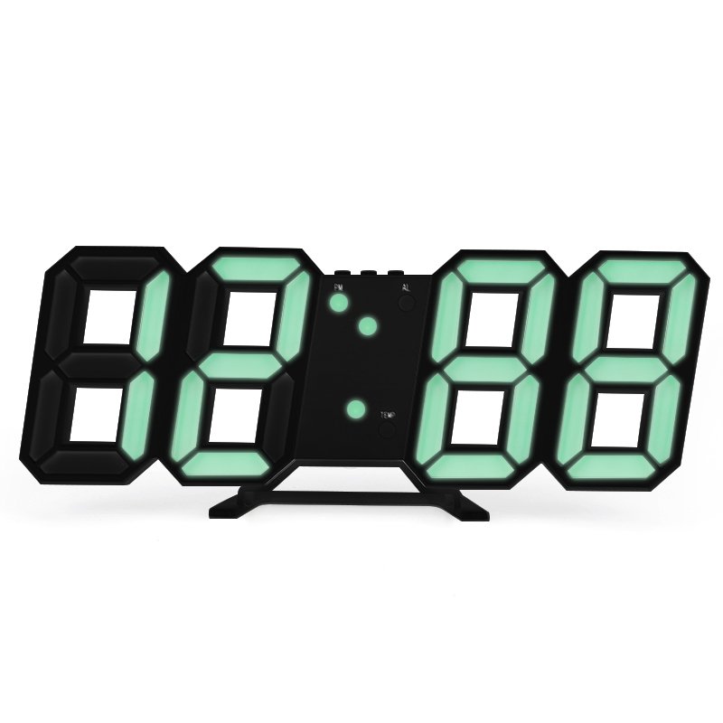 3D LED Wall Clock Saat Digital Alarm Clocks Display 3 Brightness Levels Watches Nightlight Snooze Home Kitchen Office Moment