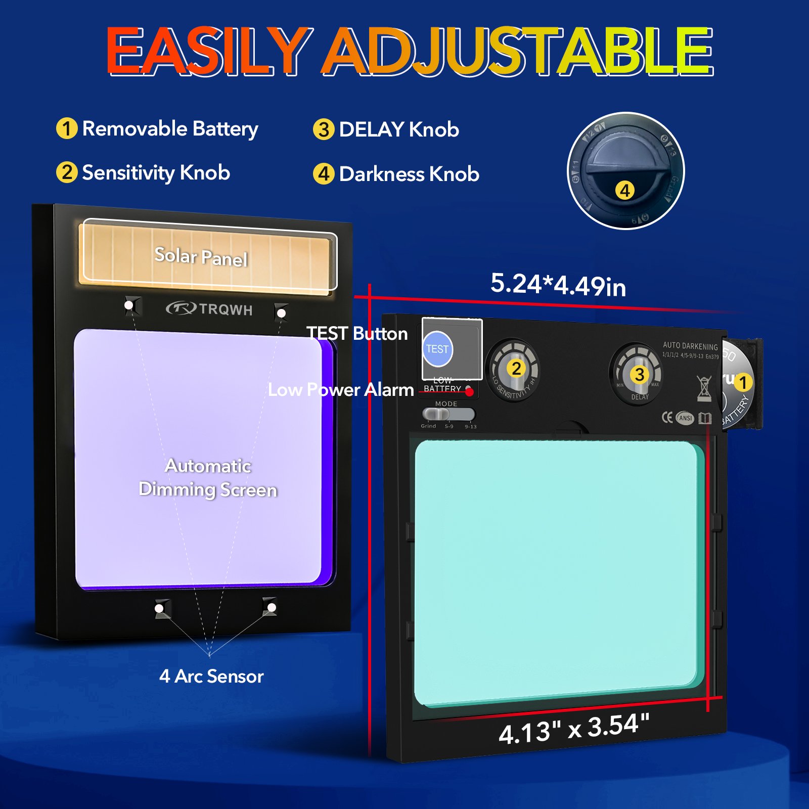 TRQ Hot Sell Solar Power Cheap Colorful Customized Welding Helmet Industrial Welding Helmet