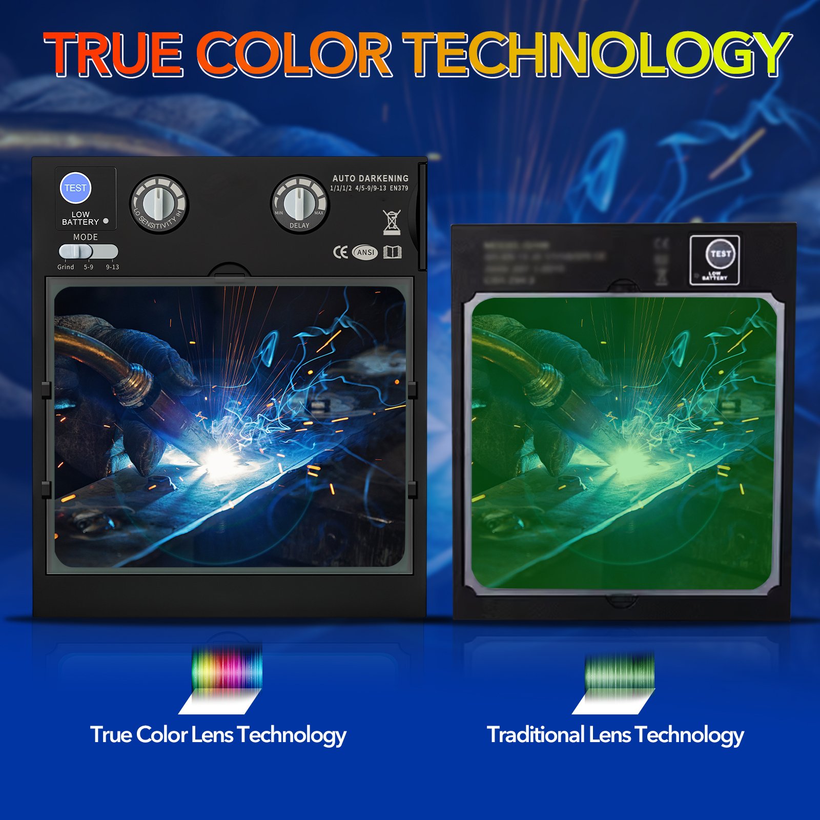 TRQ Hot Sell Solar Power Cheap Colorful Customized Welding Helmet Industrial Welding Helmet