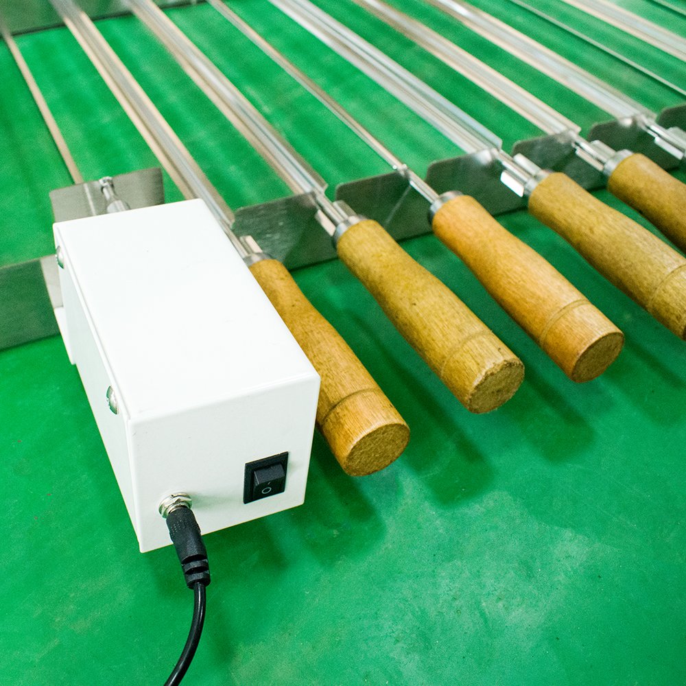 Manufacturer Custom Mangal Shashlik Motorized Brazil Churrasco Triple Auto Skewers Rotisserie Grill BBQ Kit