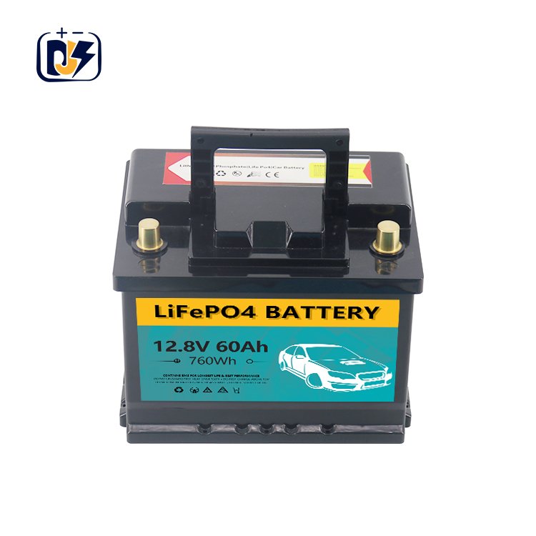 12.8V60Ah LiFePO4 DJS High Quality Maintenance Free 12v Car Battery 60ah for Truck Start Rechargeable CCA800 DIN Type 60Ah