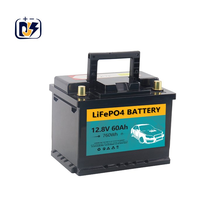 12.8V60Ah LiFePO4 DJS High Quality Maintenance Free 12v Car Battery 60ah for Truck Start Rechargeable CCA800 DIN Type 60Ah