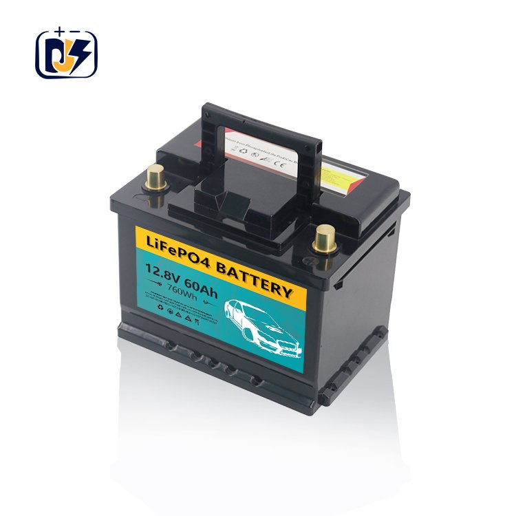 12.8V60Ah LiFePO4 DJS High Quality Maintenance Free 12v Car Battery 60ah for Truck Start Rechargeable CCA800 DIN Type 60Ah