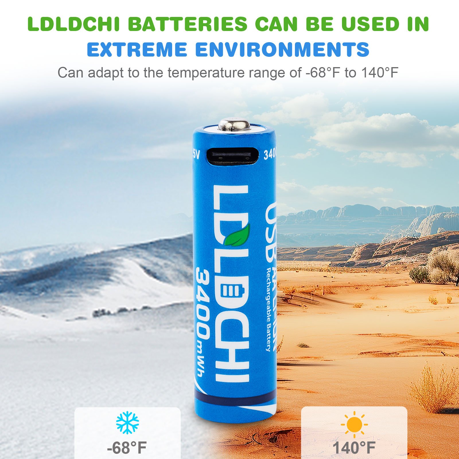 LDLDCHI MSDS High Capacity Battery Finger Size Extra Heavy 1.5V 3400mWh 2266mAh USB Rechargeable AA Battery