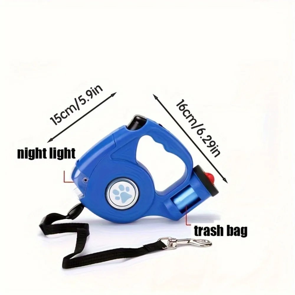 Pet Automatic Retractable Leash Dog Leash Night Lighting Travel Pet Leash Have 1PC Garbage Bag Traction Rope for Night Walking