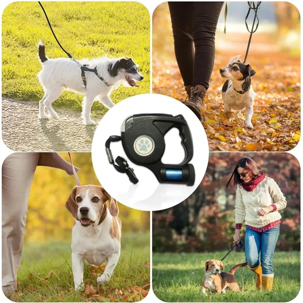 Pet Automatic Retractable Leash Dog Leash Night Lighting Travel Pet Leash Have 1PC Garbage Bag Traction Rope for Night Walking