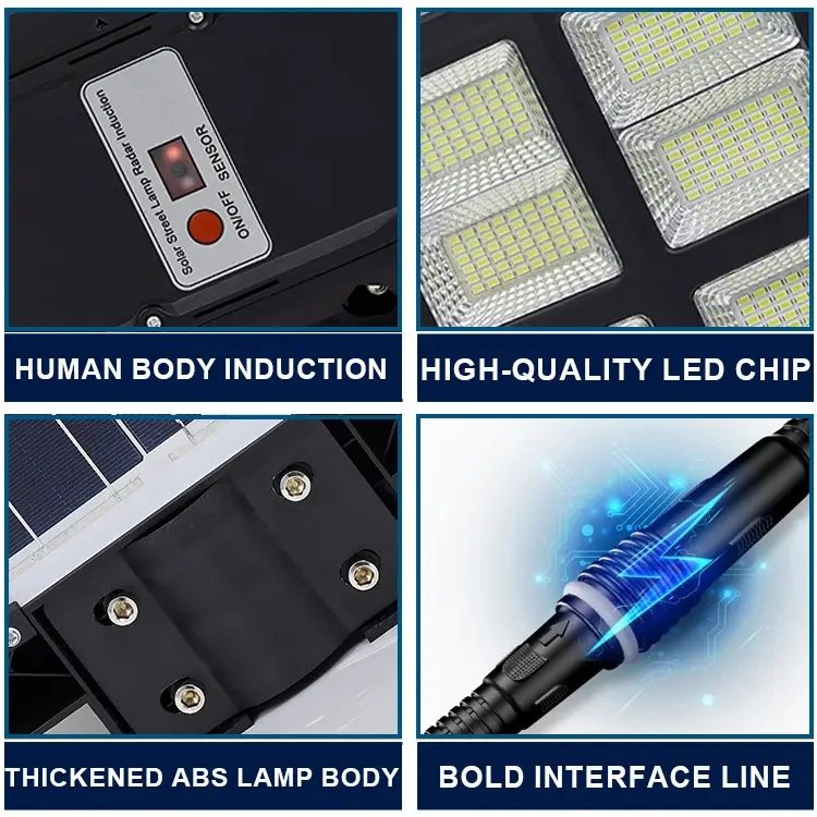 1200W 1500W 2000W Solar Street Lamp Ultra-high Power Outdoor ABS PC Large Capacity Battery All in One Solar LED Street Light