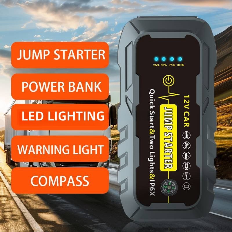 2025 New Arrival Portable 12V Emergency Car Jump Starter Battery Booster Power Bank For Truck For Car & Vehicle Jump Start