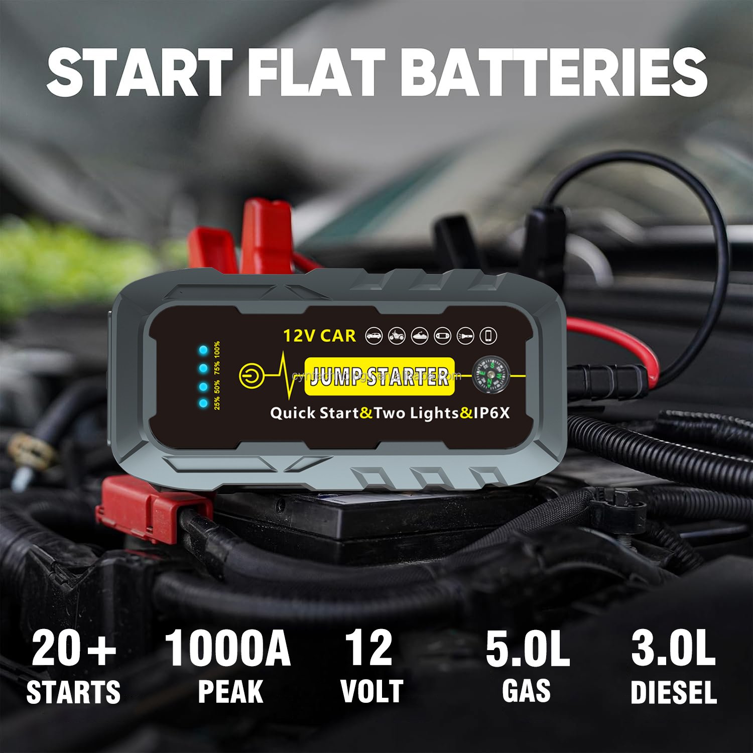 2025 New Arrival Portable 12V Emergency Car Jump Starter Battery Booster Power Bank For Truck For Car & Vehicle Jump Start