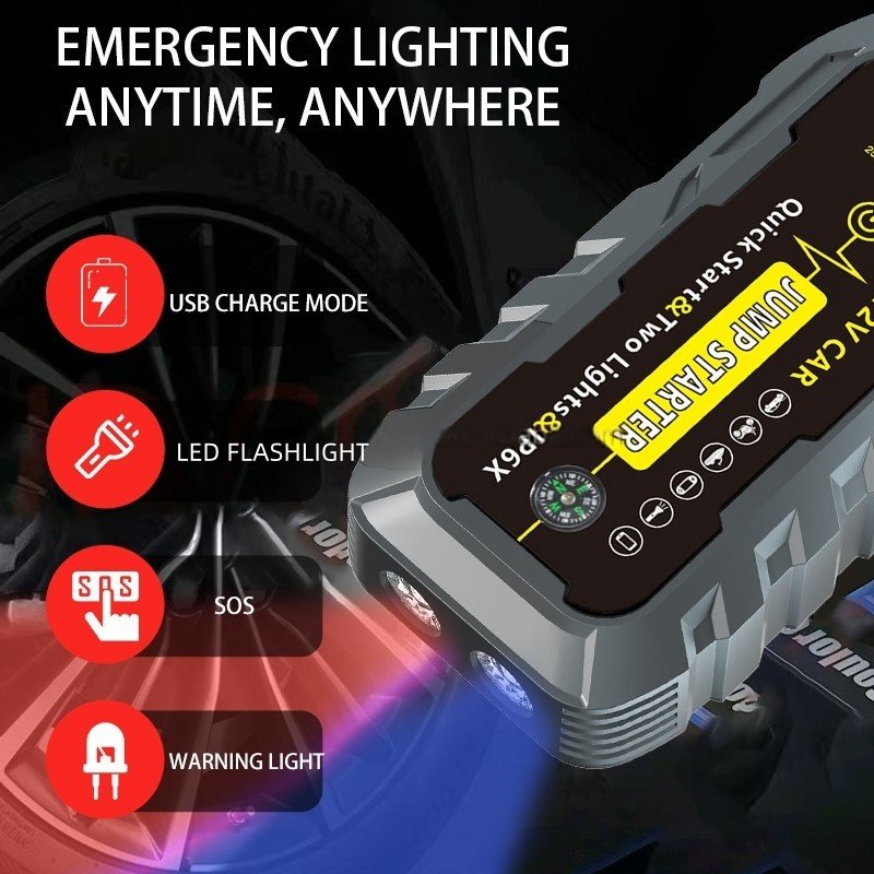 2025 New Arrival Portable 12V Emergency Car Jump Starter Battery Booster Power Bank For Truck For Car & Vehicle Jump Start
