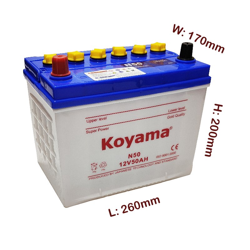 High Quality 12V50Ah JIS Standard Lead Acid Battery N50 48D26R Dry Charged Automotive Car Battery for Vehicles Starting
