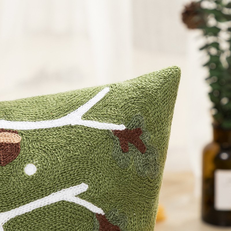 Home Decor High Quality Crewel Embroidery Christmas Pillow Case Sofa Cushion Cover