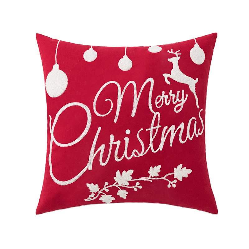 Home Decor High Quality Crewel Embroidery Christmas Pillow Case Sofa Cushion Cover