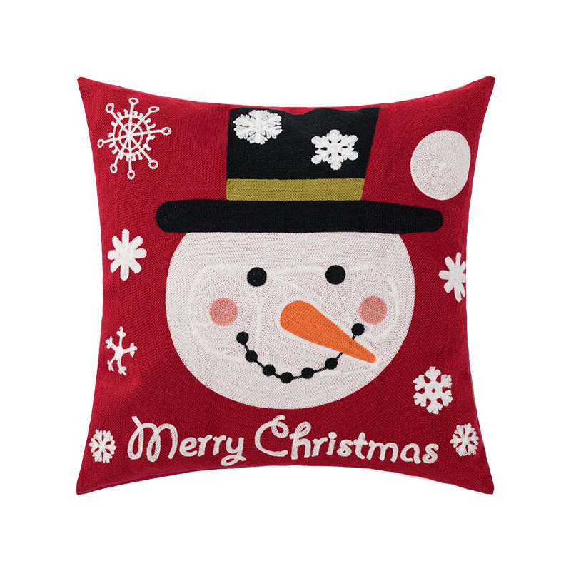 Home Decor High Quality Crewel Embroidery Christmas Pillow Case Sofa Cushion Cover