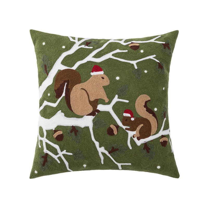 Home Decor High Quality Crewel Embroidery Christmas Pillow Case Sofa Cushion Cover