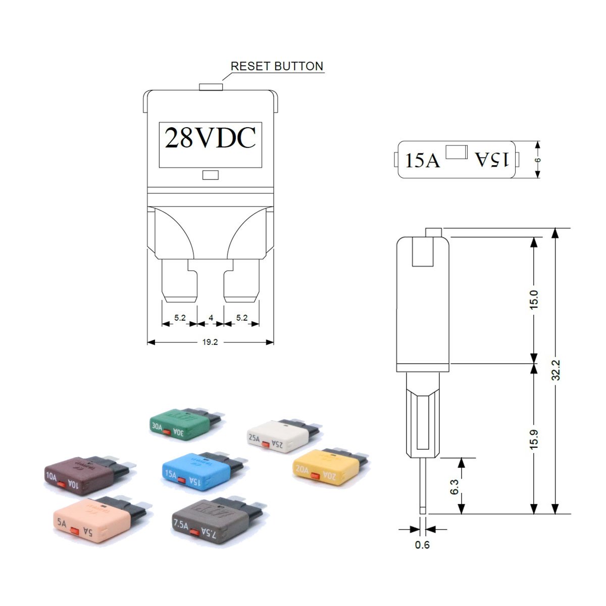BAJUTU:12V-28V DC 25A ATC Circuit Breaker Blade Fuse Resettable Marine Rally ATC Fuse for Boat Marine RV Yacht Battery Trailer
