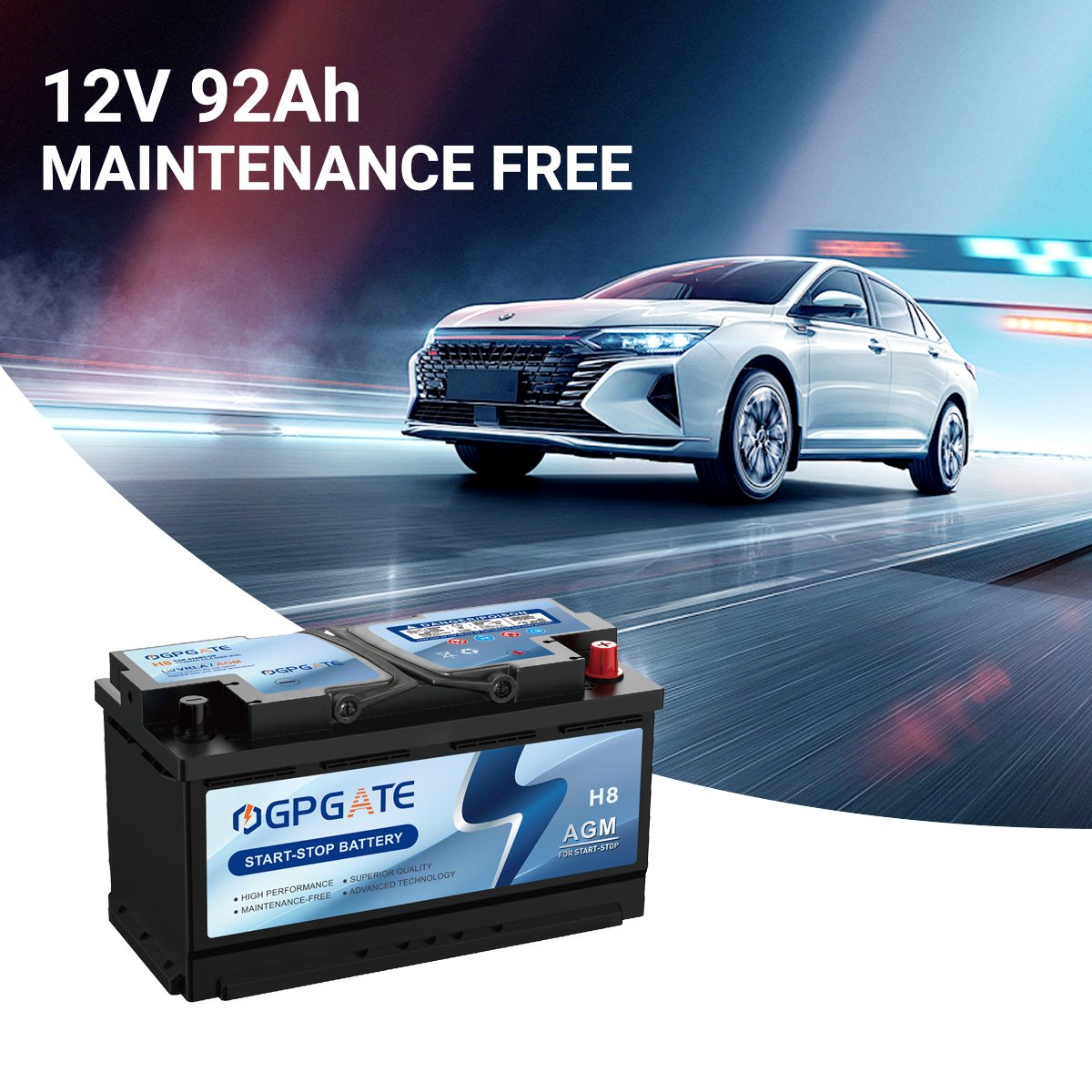 High Performance Auto Battery AGM-H8-92 12V 92AH Lead-acid Car Battery CCA 1150 Suitable for German Cars
