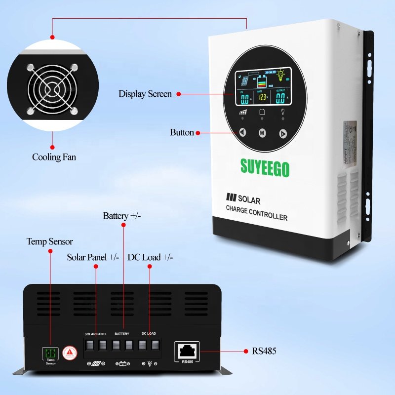 SUYEEGO MPPT Solar Charger Controller 30A 60A 80A 100A 12V 24V 48V Regulator Battery Self-adaptive for Solar Energy System